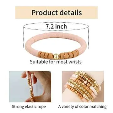 Elegance 11 Designs Heishi Beaded Bracelets For Women Boho Polymer Clay Pink Surfer Stackable Beads ...