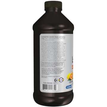 NOW Sports Nutrition, L-Carnitine Liquid 1000 mg, Highly Absorbable, Citrus, 16-Ounce