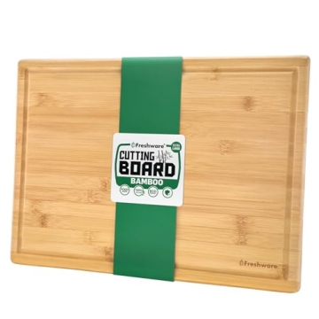 Bamboo Cutting Boards for Kitchen with Juice Groove [Extra-Large] Wood Cutting Board for Chopping Me...
