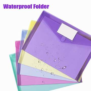 Sooez 5 Pack Plastic Envelopes, Clear Document Folders for File Organization