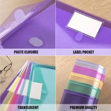 Sooez Colorful Plastic Envelopes for Document Storage
