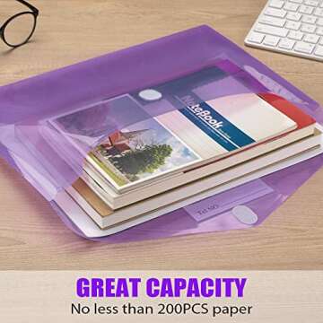 Sooez Colorful Plastic Envelopes for Document Storage