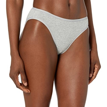 Amazon Essentials Women's Cotton Bikini Brief Underwear (Available in Plus Size), Pack of 6, Black/Grey Heather/Light Pink/White, Medium