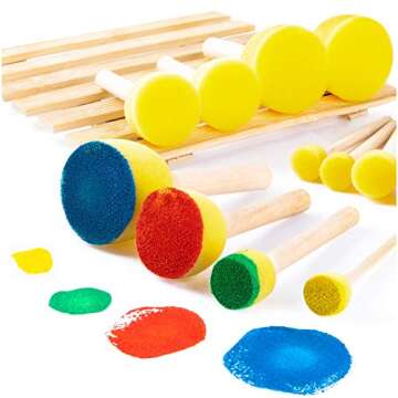 24Pieces Paint sponges for Kids Assorted Size Round Sponge Brushes for Painting Foam Brushes for Painting Paint Tools for Kids