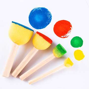24Pieces Paint sponges for Kids Assorted Size Round Sponge Brushes for Painting Foam Brushes for Painting Paint Tools for Kids