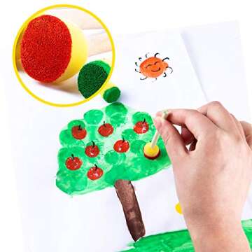 24Pieces Paint sponges for Kids Assorted Size Round Sponge Brushes for Painting Foam Brushes for Painting Paint Tools for Kids