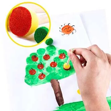 24Pieces Paint sponges for Kids Assorted Size Round Sponge Brushes for Painting Foam Brushes for Painting Paint Tools for Kids