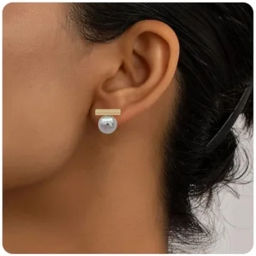 JECEIKA Statement Black Pearl Earrings for Women