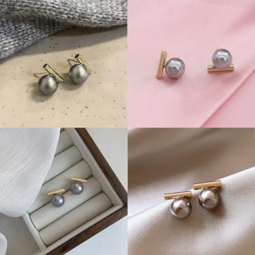 JECEIKA Statement Black Pearl Earrings for Women