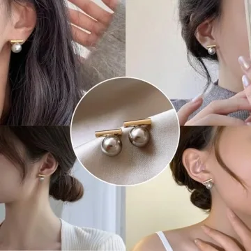 JECEIKA Statement Black Pearl Earrings for Women