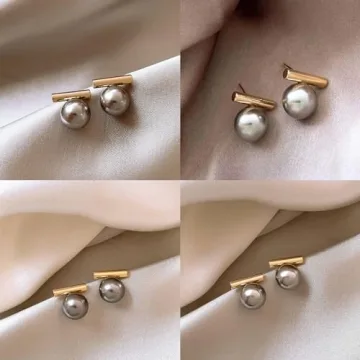 JECEIKA Statement Black Pearl Earrings for Women