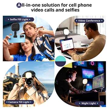 Sensyne Selfie Light, 60 LED Video Conference Lighting, Adjusted 3 Light Modes, Rechargeble Clip-on ...