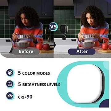 Sensyne Selfie Light, 60 LED Video Conference Lighting, Adjusted 3 Light Modes, Rechargeble Clip-on Fill Light Compatible with Cell Phone,iPad,Laptop for Live Streaming, Selfie, Vlog, Zoom Calls