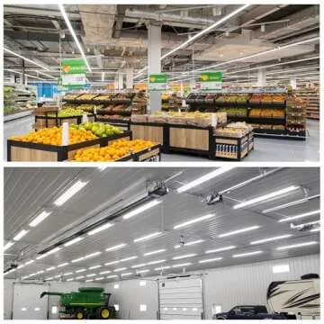 SHOPLED 8FT 72W 9360LM 6000K Cool White High Output Linkable T8 Tube Fixtures, V-Shaped, 8 Foot Lights for Garage, Warehouse, 4 Pack