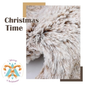 20 Inch Brown Faux Fur Christmas Stocking Holiday Decor