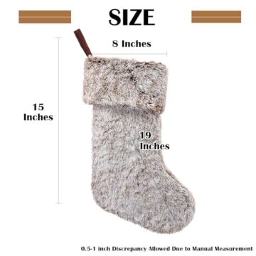 20 Inch Brown Faux Fur Christmas Stocking Holiday Decor
