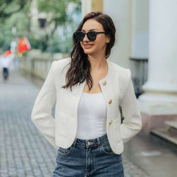 URBAN REVIVO Tweed Blazer for Women - Versatile & Chic