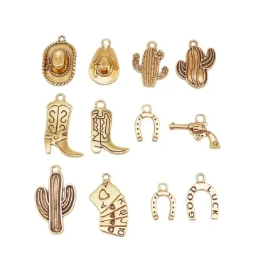 Julie Wang Antique Gold Western Cowboy Charms Set for Jewelry Making