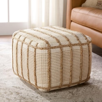 Jaipur Living Remsen Natural Tan Pouf Cotton Wool Blend