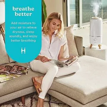 Homedics Ultrasonic Humidifier, Bedrooms and Home Offices, 0.97-Gallon Tank, 45-Hour Runtime, Visibl...