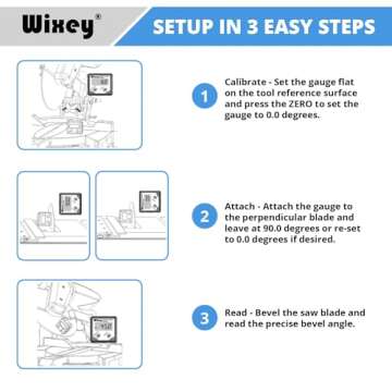 Wixey WR300 Digital Angle Finder Gauge with Magnetic Angle Finder Base and Backlit Digital Display Angle Ruler - 180 Degree Digital Electronic Level Accessory for Woodworking Tools