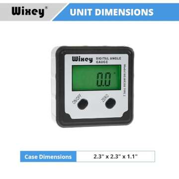 Wixey WR300 Digital Angle Finder Gauge with Magnetic Angle Finder Base and Backlit Digital Display Angle Ruler - 180 Degree Digital Electronic Level Accessory for Woodworking Tools