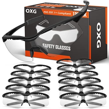 Experience Maximum Eye Safety with OXG 12 Pack Safety Goggles for All Ages, ANSI Z87.1+ Impact Resis...