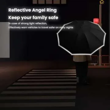 Ring Buckle Umbrella, Reflective Safety Strip, Sturdy Windproof, Travel Portable, Compact Small Travel Umbrella, Portable Folding Umbrella (Gray)