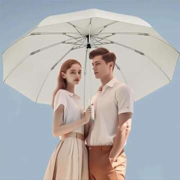 Ring Buckle Umbrella, Reflective Safety Strip, Sturdy Windproof, Travel Portable, Compact Small Travel Umbrella, Portable Folding Umbrella (Gray)