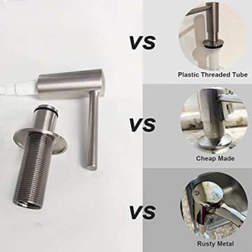 EADOT Brushed Nickel Built in Soap Dispenser for Kitchen Sink with 17 OZ PET Bottle Brass Pump Head ...