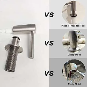 EADOT Brushed Nickel Built in Soap Dispenser for Kitchen Sink with 17 OZ PET Bottle Brass Pump Head ...