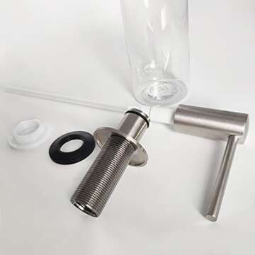 EADOT Brushed Nickel Built in Soap Dispenser for Kitchen Sink with 17 OZ PET Bottle Brass Pump Head Deck Mounted Dish Soap Dispenser