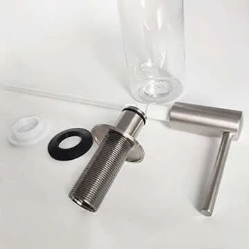 EADOT Brushed Nickel Built in Soap Dispenser for Kitchen Sink with 17 OZ PET Bottle Brass Pump Head Deck Mounted Dish Soap Dispenser