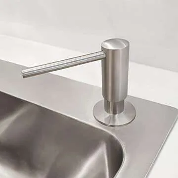 EADOT Brushed Nickel Built in Soap Dispenser for Kitchen Sink with 17 OZ PET Bottle Brass Pump Head Deck Mounted Dish Soap Dispenser