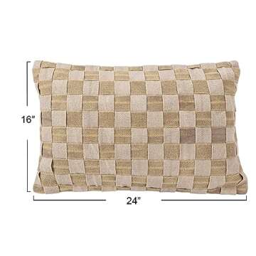Bloomingville 24 Inch Woven Cotton Lumbar Pillow