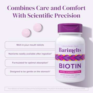 BariMelts Biotin 5000mcg, 90 Fast-Dissolving Tablets (3-Month Supply), Sugar-Free Bariatric Vitamins for Women, Natural Strawberry Flavor​