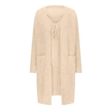 Vacation Outfits for Women Womens Fuzzy 3 Piece Fleece Open Front Cardigan Outfits Warm Crop Tops and Shorts Pajamas Loungewear Sets Khaki