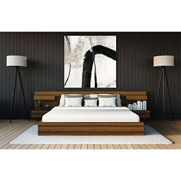 Giant Art Black Ink II Huge Contemporary Abstract Giclee Canvas Print for Office Home Wall Decor Stretcher, 72 x 72