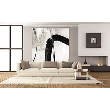 Giant Art Black Ink II Huge Contemporary Abstract Giclee Canvas Print for Office Home Wall Decor Stretcher, 72 x 72