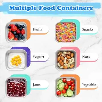 4 Pack Stainless Steel Kids Snack Containers - Leak Proof & Stackable