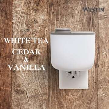 Westin Mini Home Diffuser & Fragrance Refill - Plug in Wall Diffuser - Luxury Hotel Collection - Aromatherapy - Notes of White Tea, Cedar, Vanilla - Signature White Tea Scent