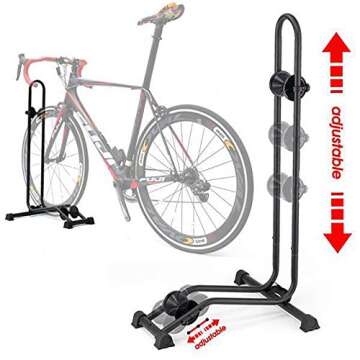 BikeHand Bike Floor Stand Parking Rack Stand - for 24"-29" Mountain MTB & Road Bikes Bicycles Indoor Outdoor Garage Storage - Classic for 1 Bike