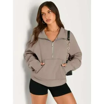 AUTOMET Women's Half Zip Cropped Hoodie - Fall Style