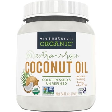 Viva Naturals Organic Coconut Oil - Unrefined, Cold-Pressed Extra Virgin Coconut Oil, USDA Organic a...