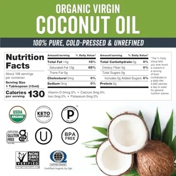 Viva Naturals Organic Coconut Oil for Cooking & Skincare - 54 oz