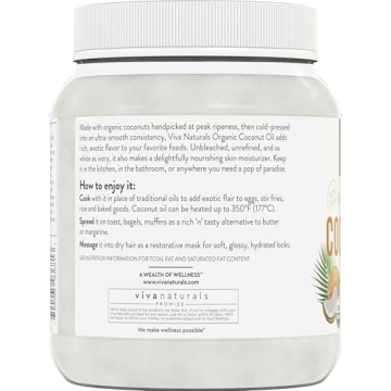 Viva Naturals Organic Coconut Oil for Cooking & Skincare - 54 oz
