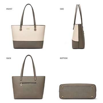 Women Fashion Synthetic Leather Handbags Tote Bag Shoulder Bag Top Handle Satchel Purse Set 4pcs