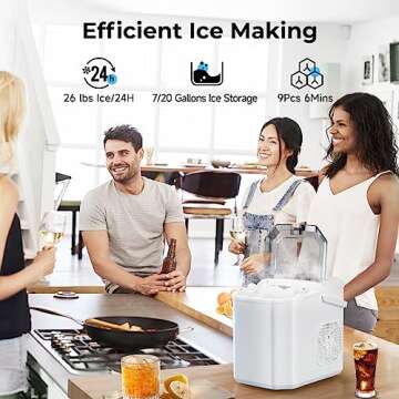 FREE VILLAGE Countertop Ice Maker, 6 Mins/9 Pcs Bullet Ice, 26 lbs Ice/24Hrs, Self-Cleaning Machine ...