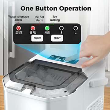 FREE VILLAGE Countertop Ice Maker, 6 Mins/9 Pcs Bullet Ice, 26 lbs Ice/24Hrs, Self-Cleaning Machine with Scoop and Basket, Portable Maker for Home/Kitchen/Office/Party, White (Z5822G-WHITE)