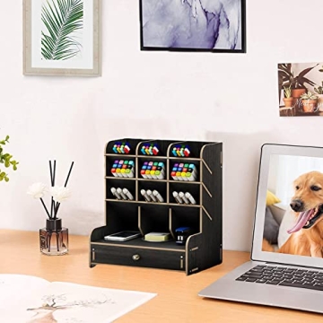 Marbrasse Wooden Desk Organizer for Efficient Storage and Style